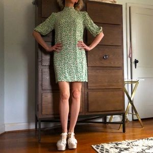 GANNI size 36/US4 off white mini dress with floral vine print.